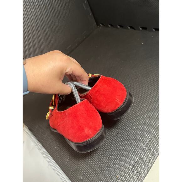 Emilio Franco Style Mens Red Suede‎ Monk Strap Dress Shoes Italy Size 10 - Picture 6 of 7